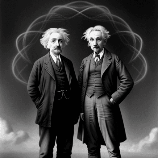 AI generated: Albert Einstein, Nicola Tesla epic picture