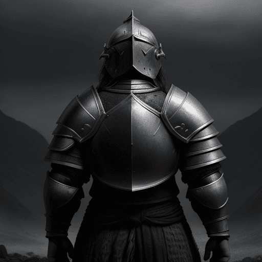 AI generated: male dwarf warrior wear full plate armor with helmet, , no face , brutal, majestic, digital painting...