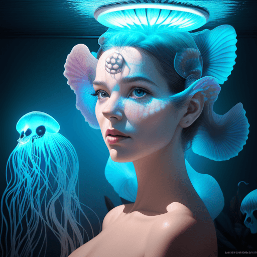 AI generated: Goddess close-up portrait ribcagel. jellyfish phoenix head, nHyper realistic eye level exterior phot...