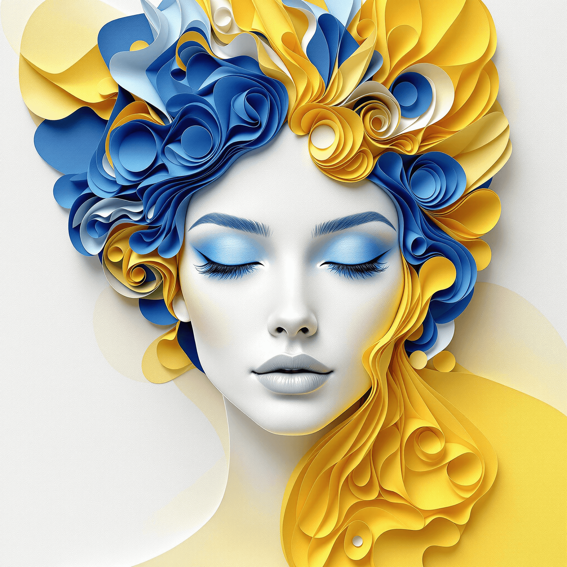 AI generated: 3d rendering, front view, woman
, paper work for a tactile style, select a color palette with vibran...
