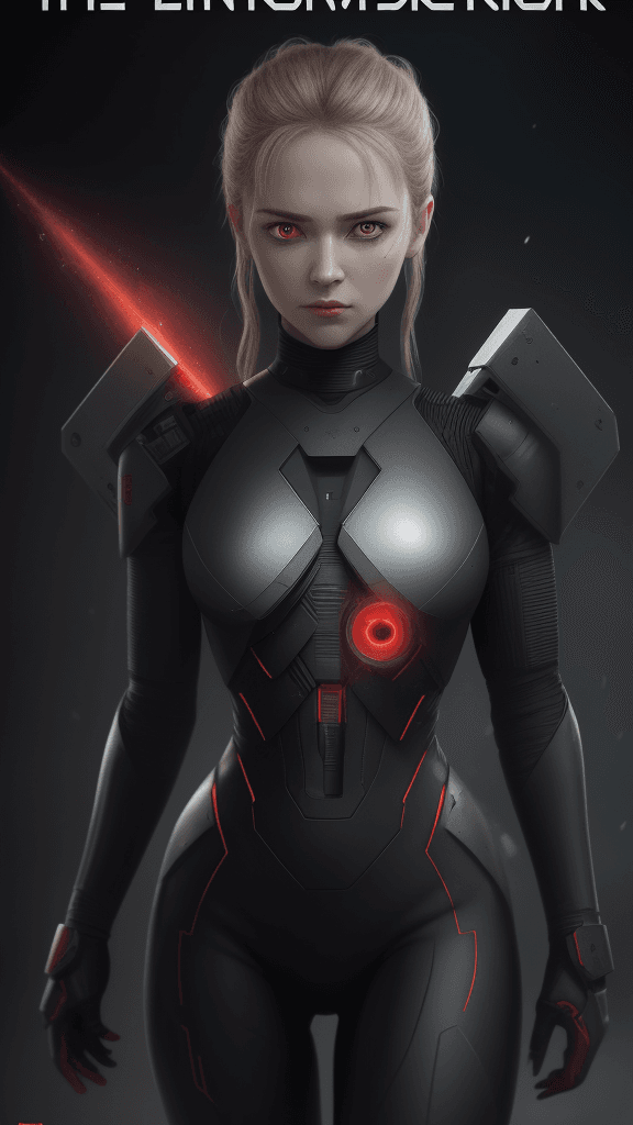 AI generated: 8k 16k(best quality, movie poster style), a android with (one red eye:1.2),(meaningful tech script w...