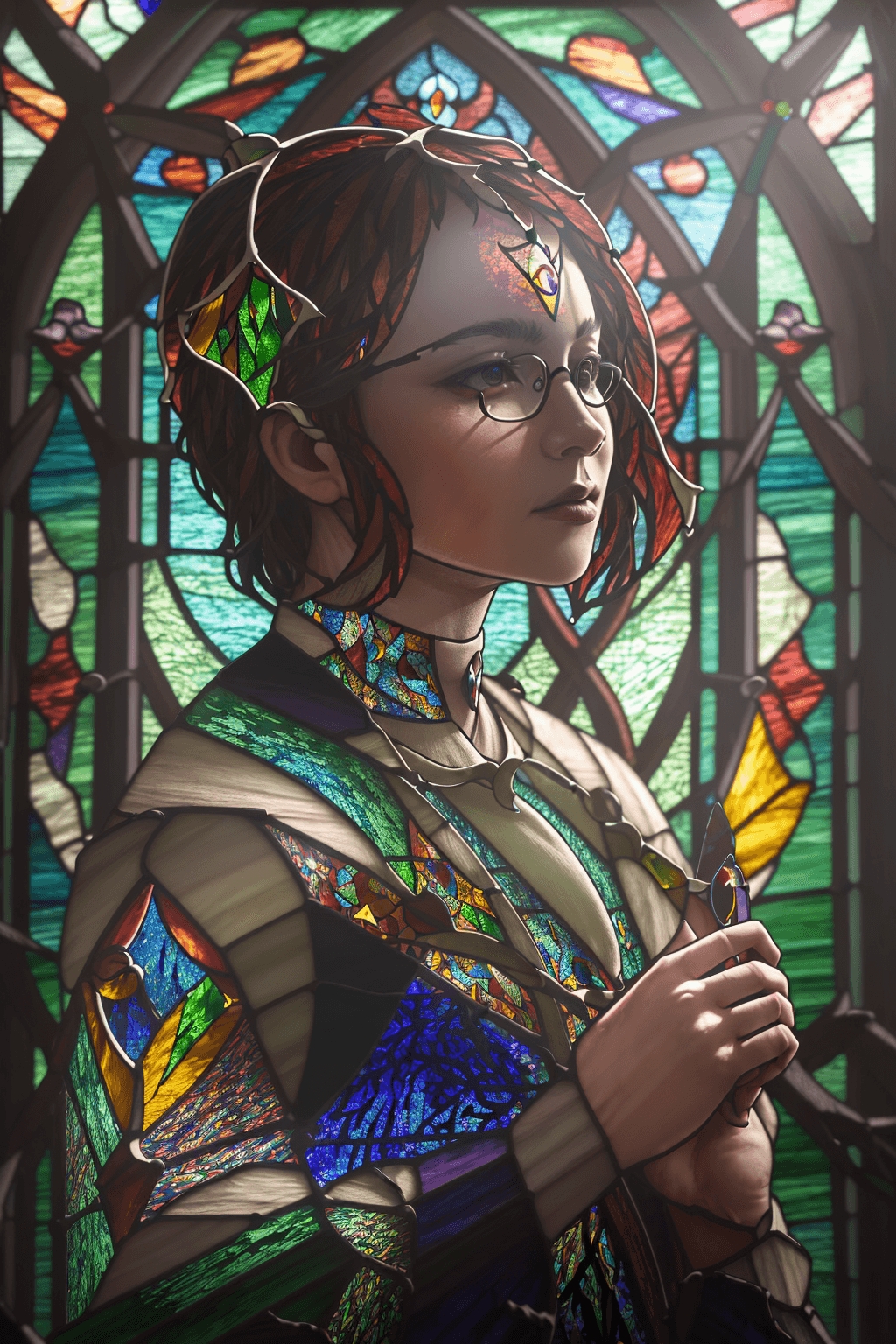 AI generated: a (stained glass:1.8) portrait of an ((eastern dragon:1.1)), light particles, godrays, beautiful, fl...