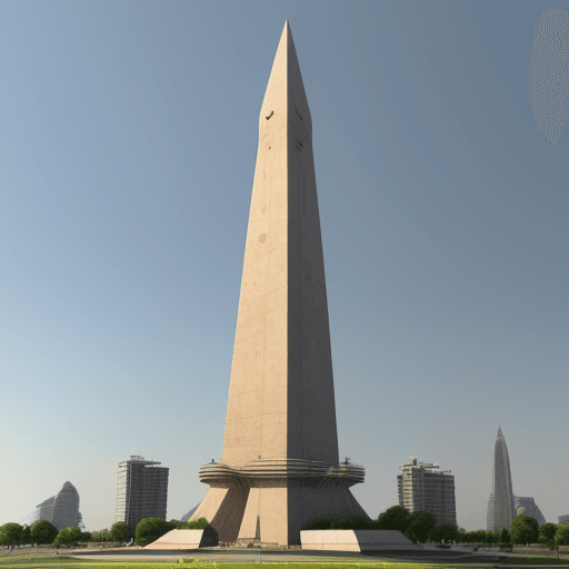 AI generated: Please make a 3D design for the Monas monument with a triangular prism, 2 meters high, 80 cm wide