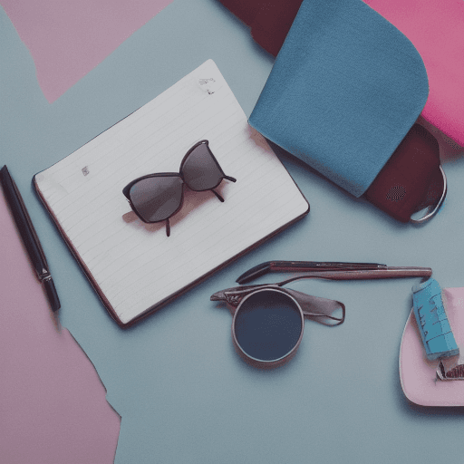 AI generated: a flat lay photography of a shirt, a mug, a notebook and a bag :: pastel color palette, studio light...