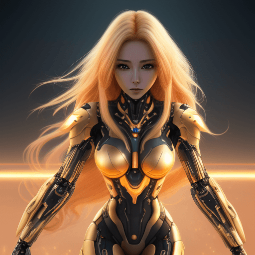 AI generated: digital art images of beautiful with good form woman in futuristic cybernetic armor, beautiful golde...