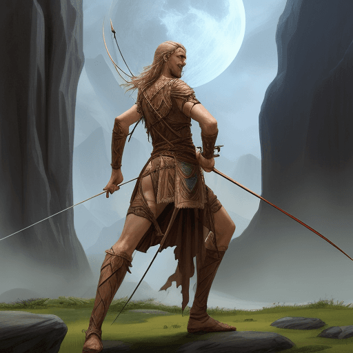 AI generated: A tall and powerful human wielding a longbow in a fantasy setting.