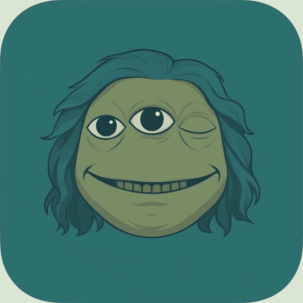 AI generated: an app icon of the character simplified and centered in the middle. iOS style.