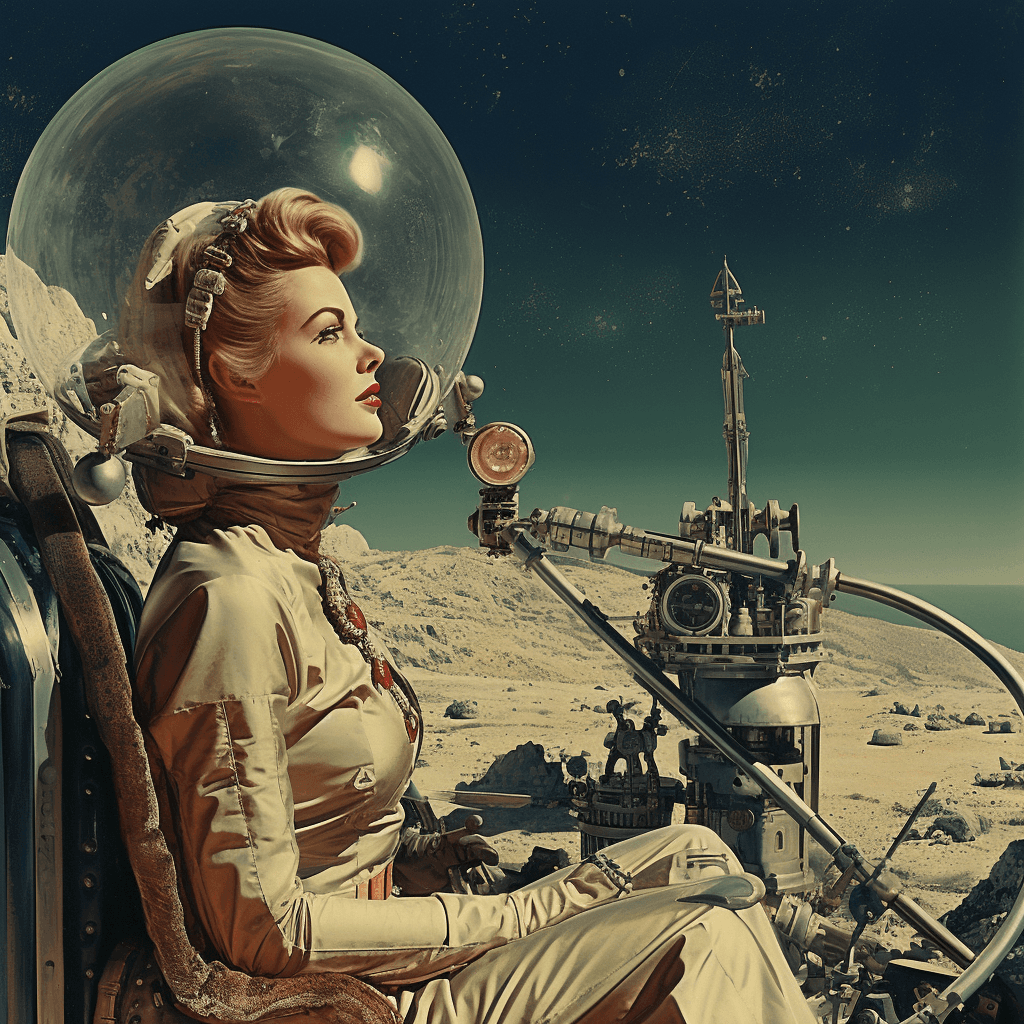 AI generated: first woman on the moon, 1955