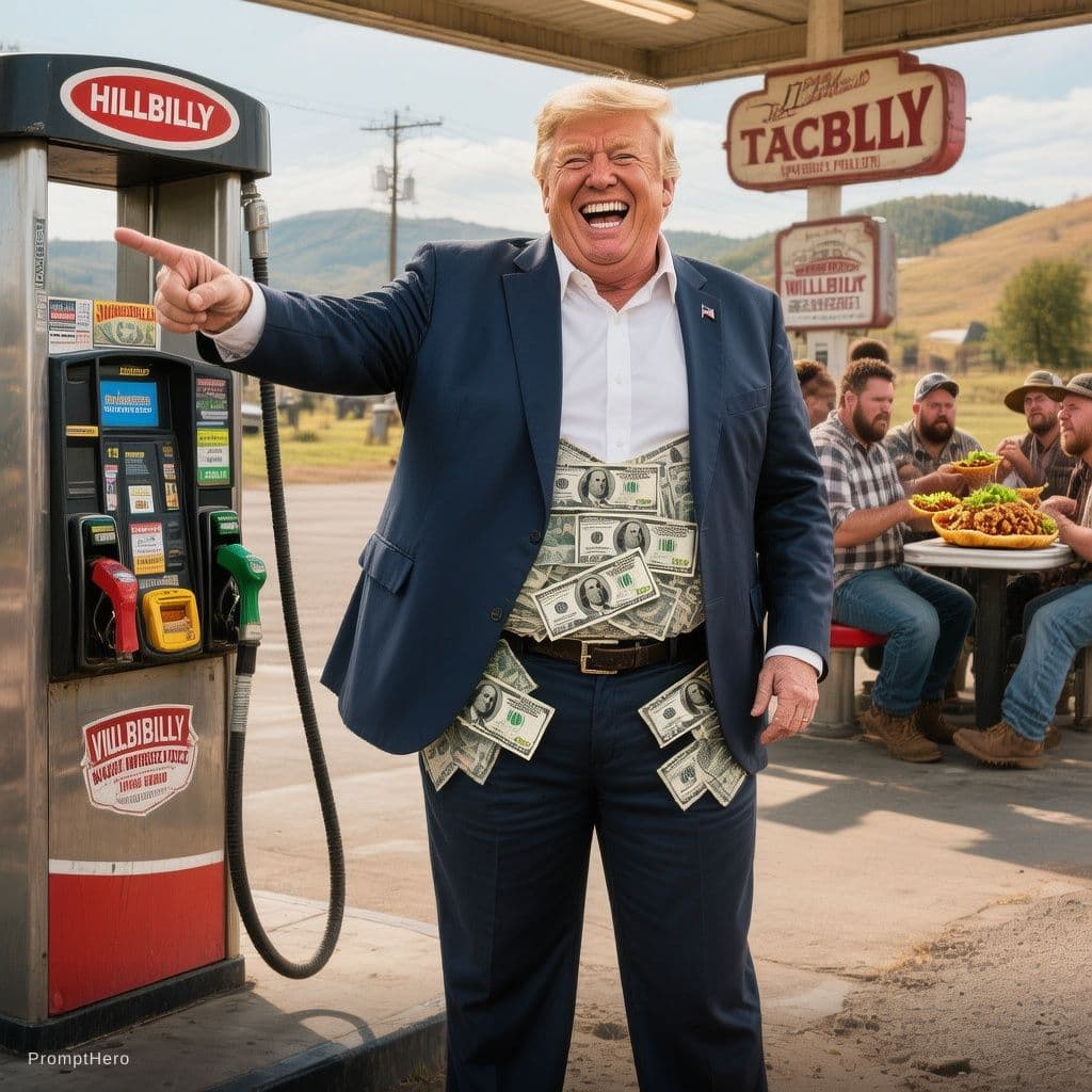AI generated: Ultra realistic, panoramis shot, U.S. President, 2026 Donald J. "TACO" Trump standing full body poin...