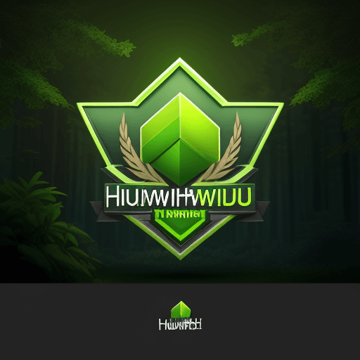 AI generated: A logo design, 3D, nature icon, building, green light, natural colors, technical, text "Humweld"