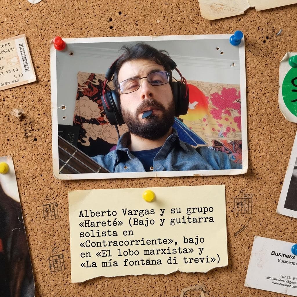AI generated: Quiero que me pongas esta foto en un corcho con un papel justo debajo de ella lo siguiente "Alberto ...