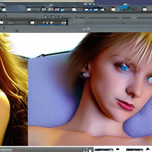 AI generated: fucking girl, lying to bed, strangling girl, wonderful blonde hair, pretty blue eyes, perfect nose, ...
