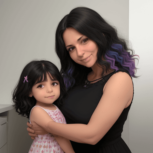 AI generated: La mamá, con cabello oscuro y ondulado, sostiene a su hija de 3 meses en brazos, mientras su hermana...