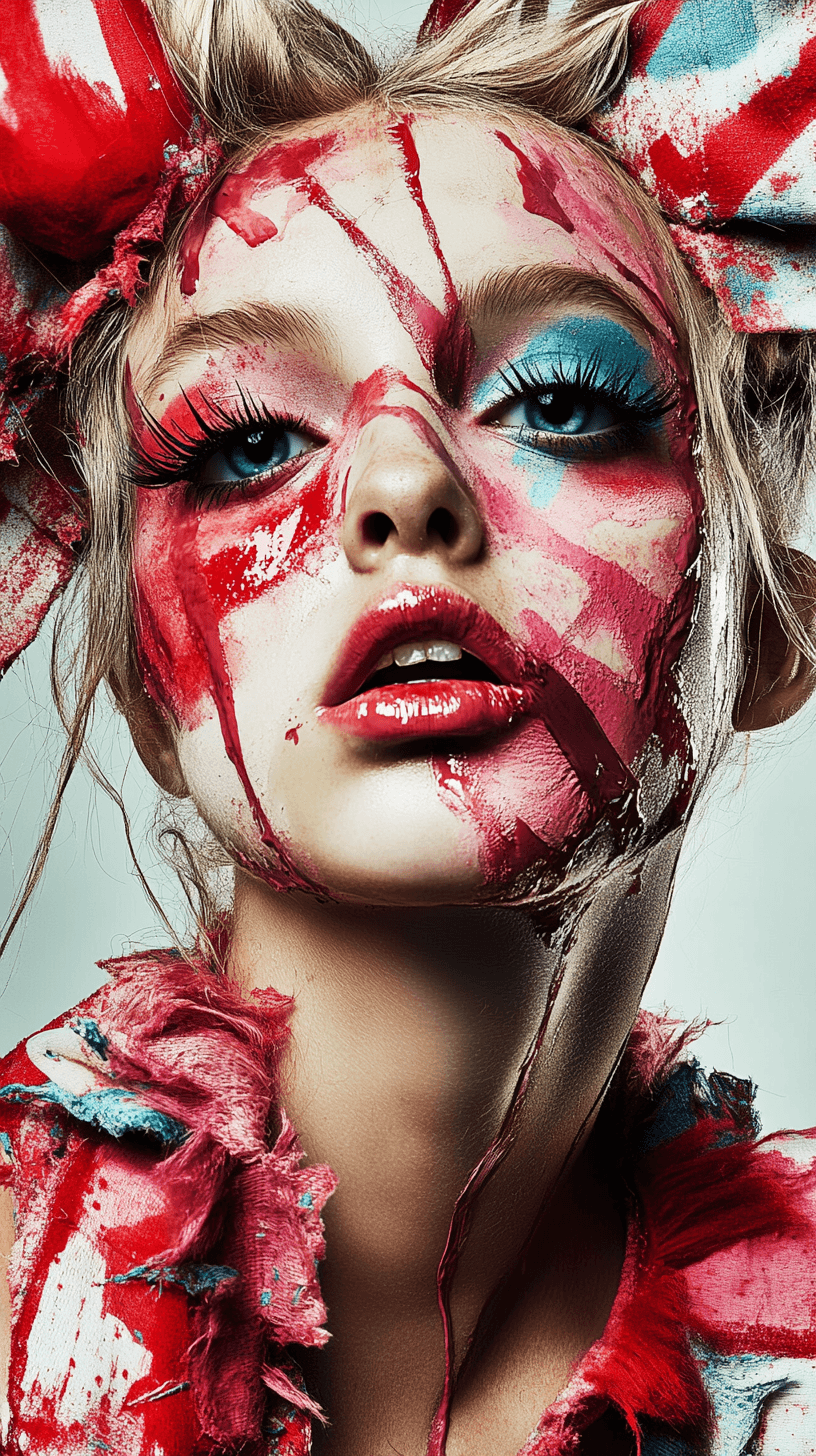 AI generated: A close-up portrait of a young, beautiful woman with striking features, showcasing full and overdone...