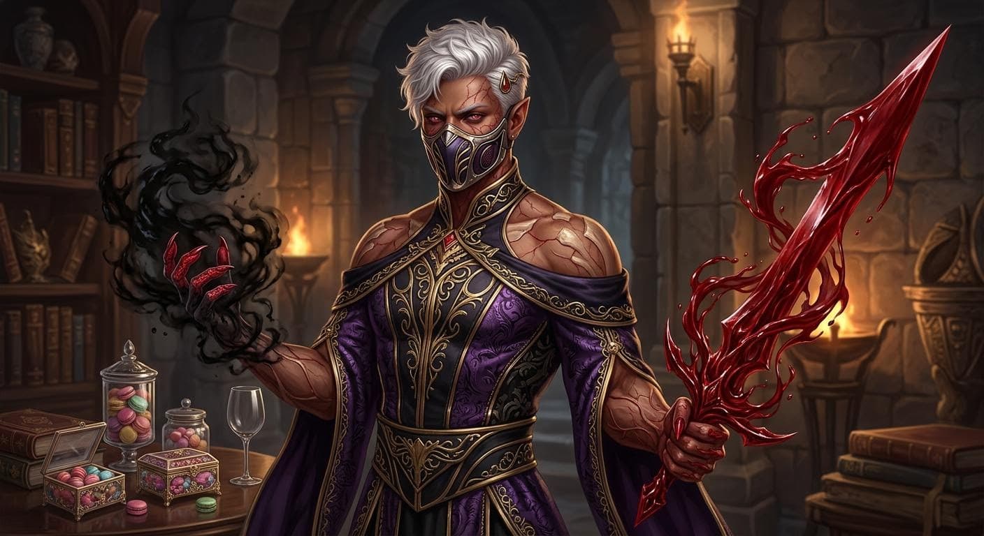 AI generated: create a male demon that Can manipulate Flesh and Blood to his will being able to heal almost any wo...