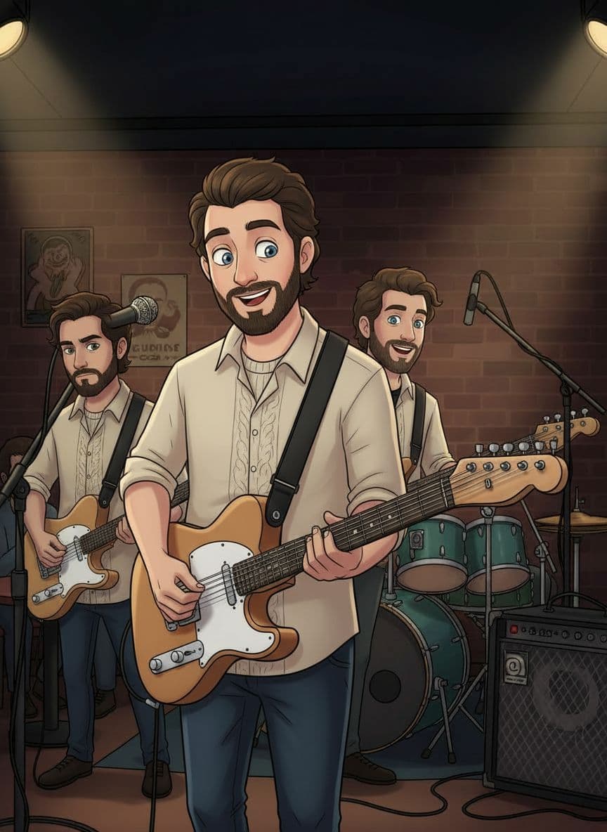 AI generated: "Create a cohesive cartoon-style illustration featuring four distinct characters. Each character mus...