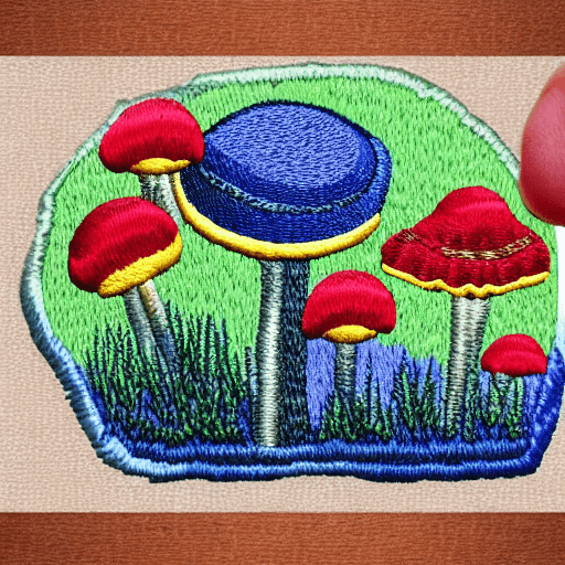 AI generated: embroidered mushroom identification and foraging merit badge design for professional embroidery mach...