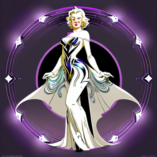 AI generated: 2D silhouette art of Arwen portrayed by (Marilyn Monroe), majestic forest, ethereal lights, fusion b...