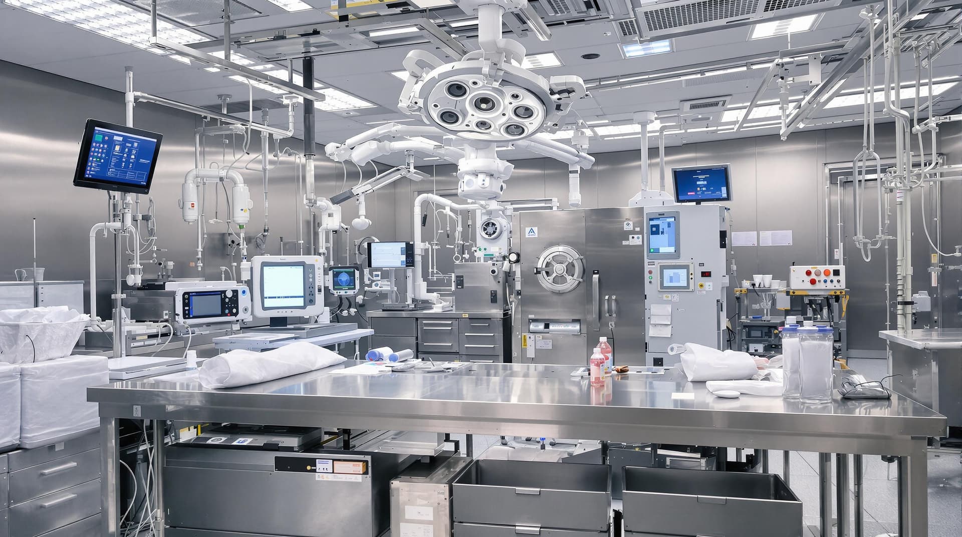 AI generated: /imagine prompt: ISO-certified medical lab with 4MP clarity, stainless steel workstations under 6500...