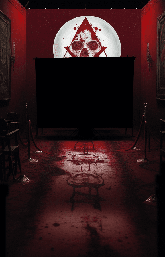 AI generated: Make some lights that are blurred in the background, add a canvas Directors Chair and a red carpet w...