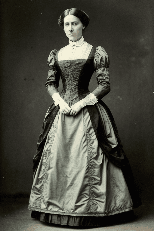 AI generated: a full-body color photo of a victorian duchess with a strict, impatient face expression