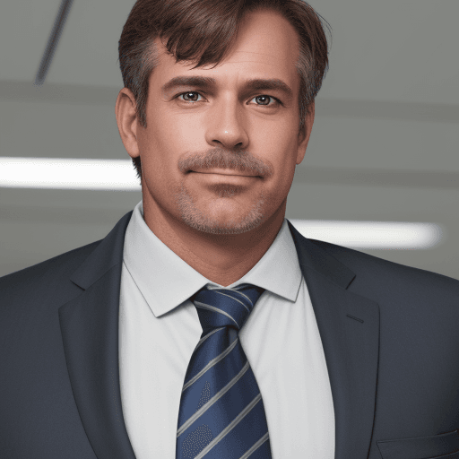 AI generated: photo of a male, middle-aged IT professional in a suite with tie