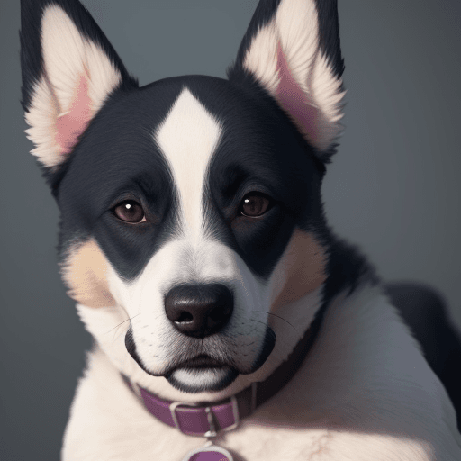 AI generated: PERRO CON FACCIONES DE MALUMA, FONDO LILA