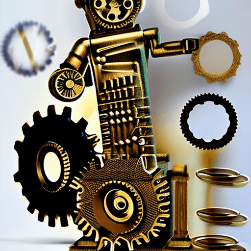 AI generated: a clockwork steampunk robot with a tophat playing the saxophone, gears, cogs, wheels, bronze
