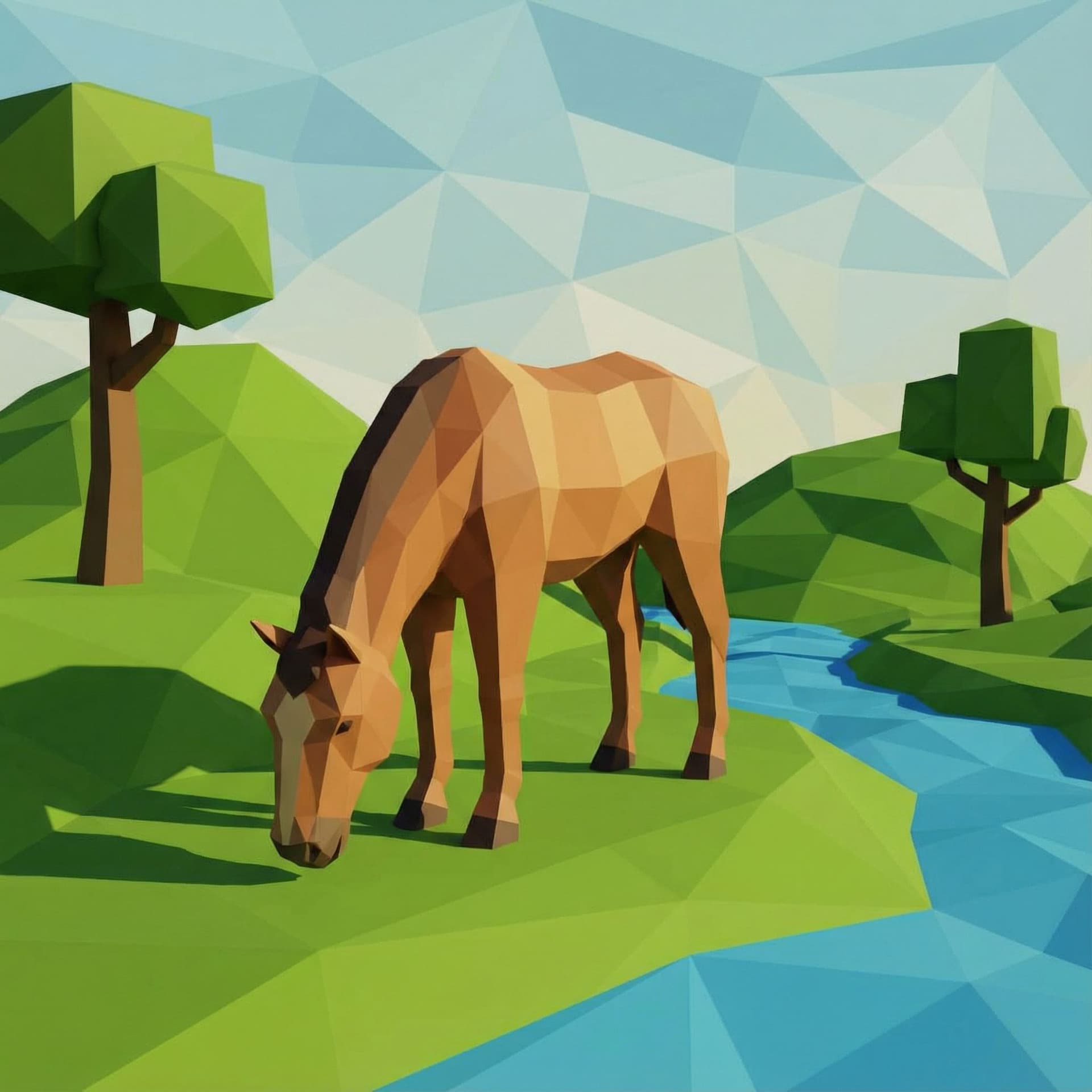 AI generated: low-poly horse