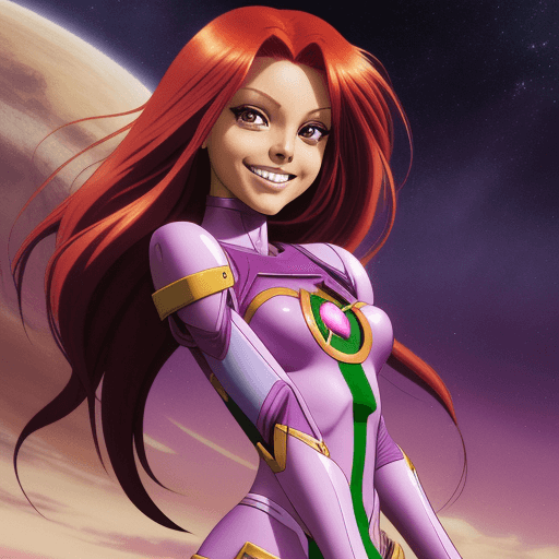 AI generated: starfire, anime, smiling, pretty