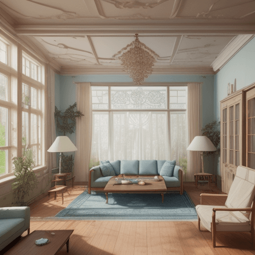 AI generated: High resolution photography interior design, dreamy sunken living room conversation pit, wooden floo...