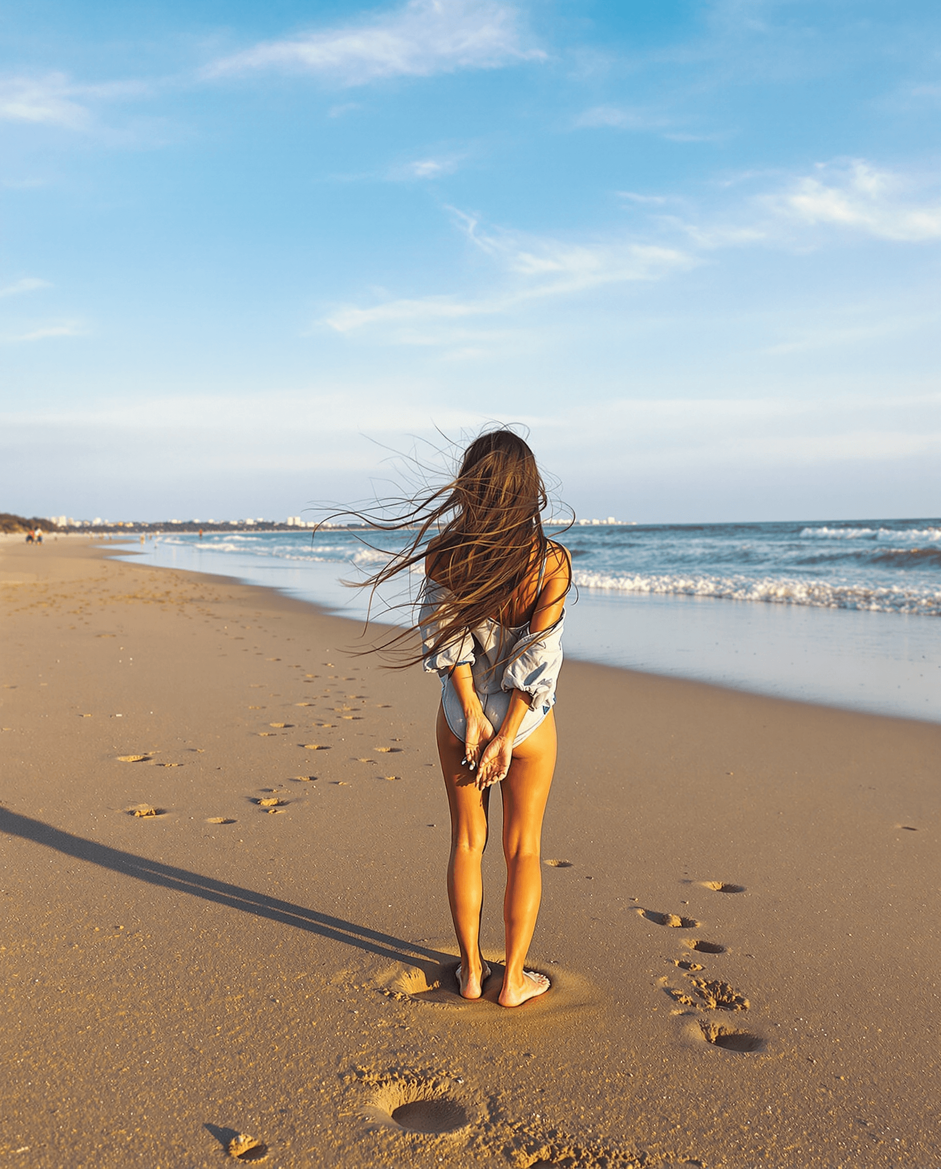 AI generated: Photo of a girl on the beach