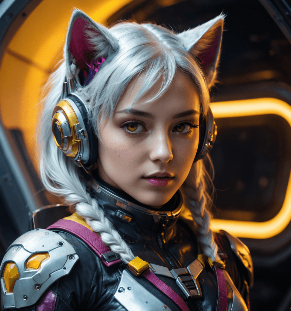 AI generated: masterpiece, best quality, hyperrealism, highly detailed, intricate textures, 1girl, spacecraft inte...