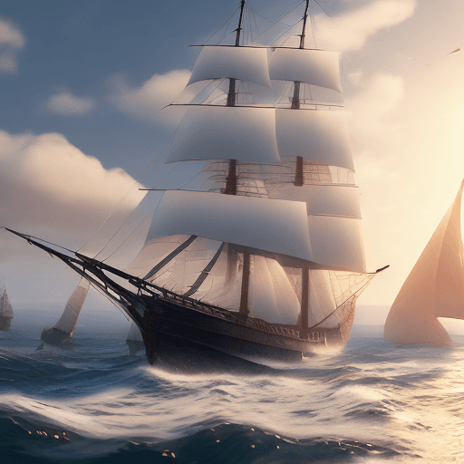 AI generated: Photo of a ultra realistic sailing ship, dramatic light, pale sunrise, cinematic lighting, battered,...