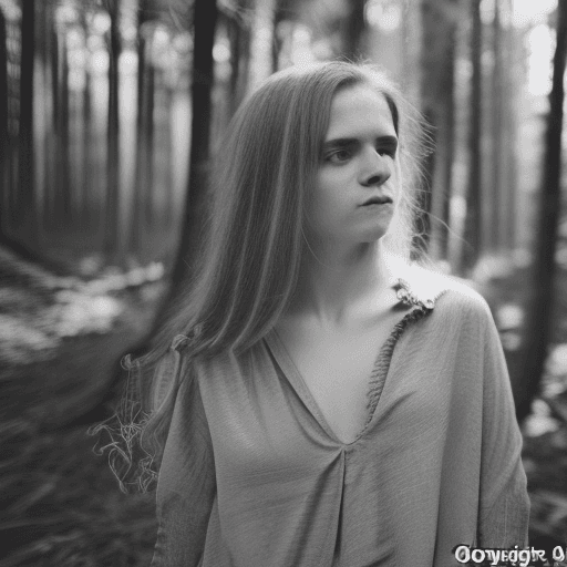 AI generated: stunning alluring medium length portrait of a gorgeous girl in a mysterious forest, sparking eyes, f...