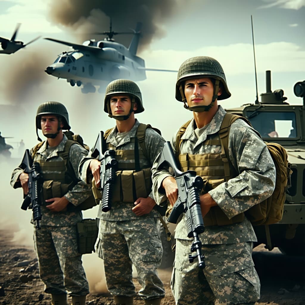 AI generated: imagine a veteran battlehardened elite squad of 4 among with a veteran sgt Smith. All soldiers of us...