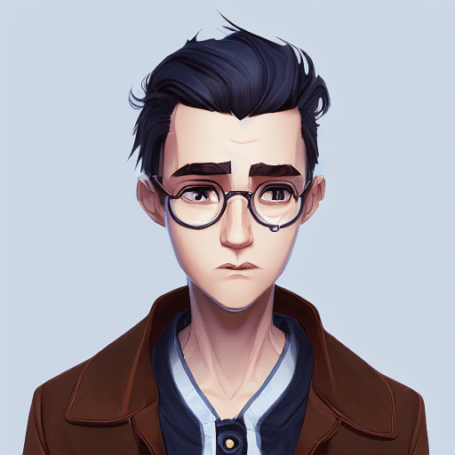 AI generated: Full height face Portrait of young boy, nerdy, Cute arcane art style, portrait, thin eyebrows, blue ...