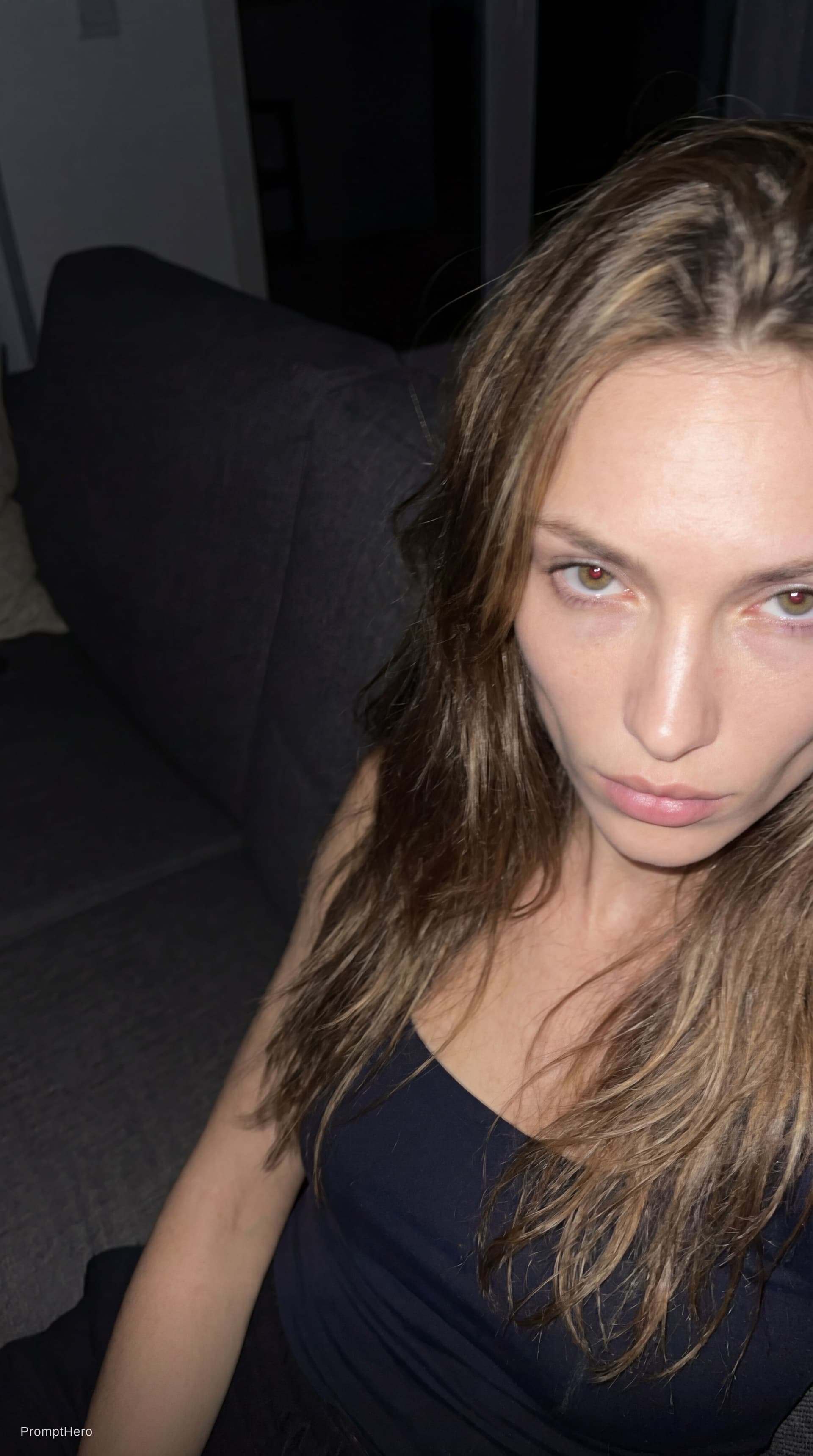 AI generated: Using the uploaded reference photo, create a standard iPhone selfie with flash. There's no clear sub...