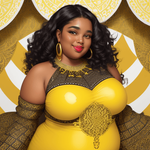 AI generated: A gorgerous fat woman professional photography with delicate features, black, curly hair, kind and v...