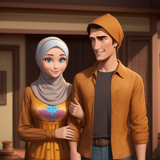 AI generated: Disney Pixar film poster, a man with short hair, handsome and kind wearing a brown long-sleeved bati...