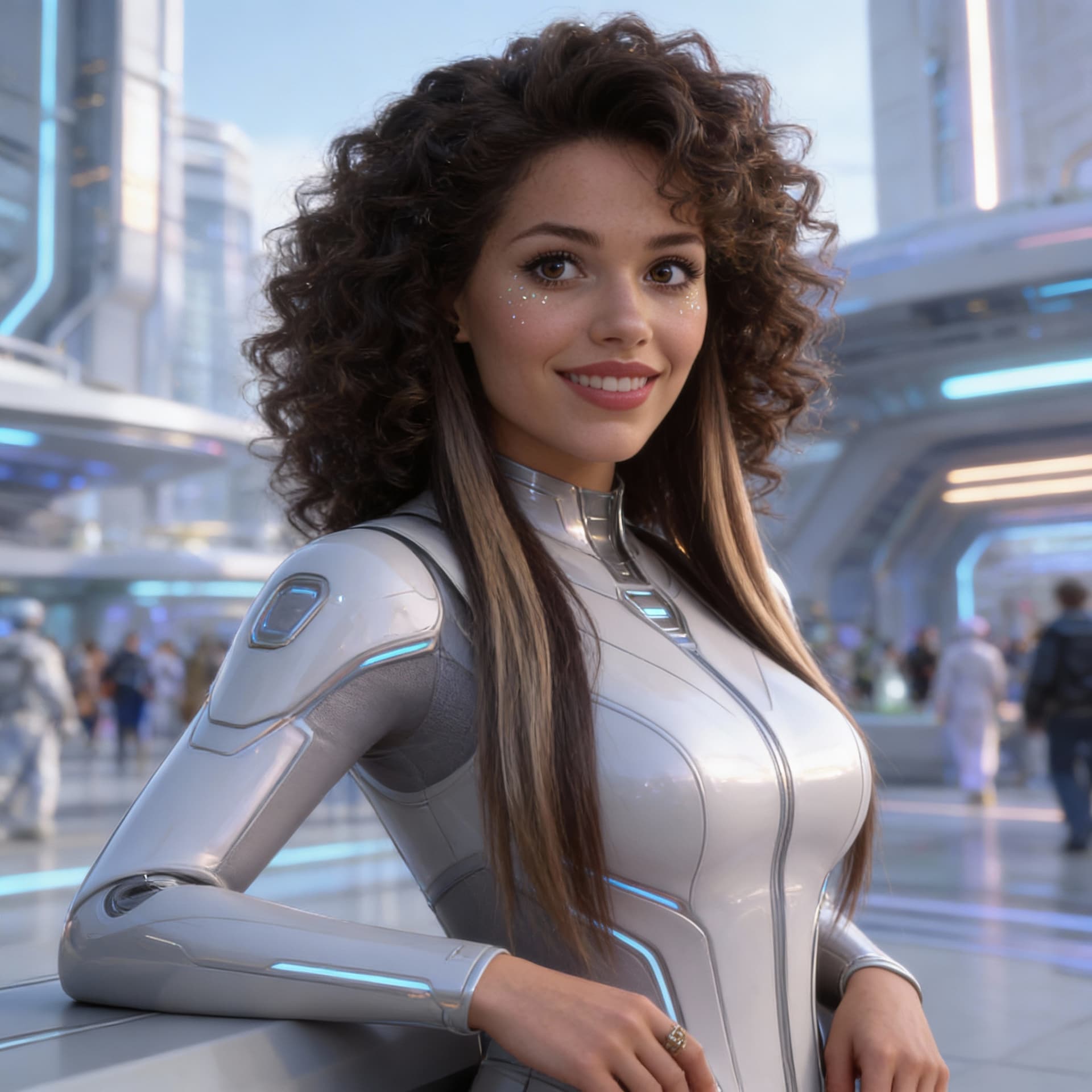 AI generated: Create a Sci-Fi image of the characters in Combine the character features of reference images to cre...