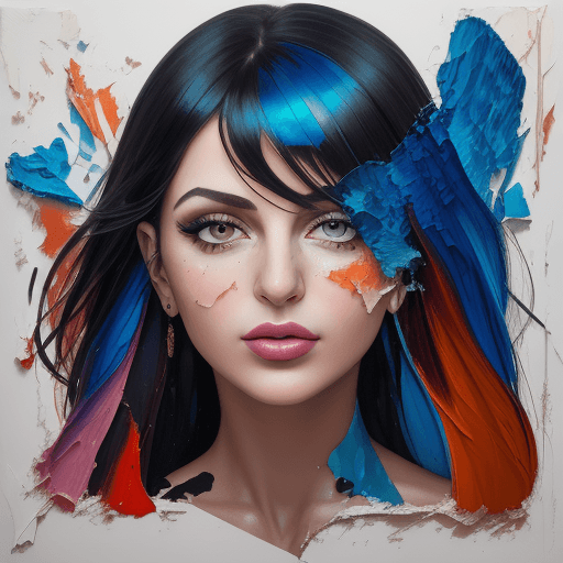 AI generated: oil paint Portrait of young Ajda Pekkan, turkish singer, colored ink mikhail garmash, louis jover, v...