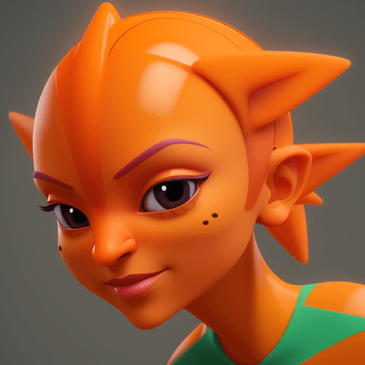 AI generated: orange, 3D Avatar Design, "Playful, Cute, Colorful, Animated, Quirky," "Unity," "Blend shape rigging...