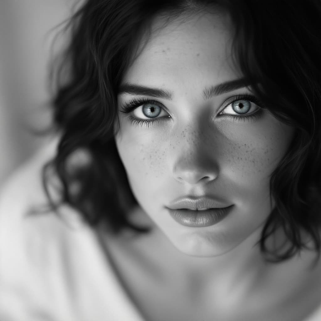 AI generated: (black and white:1.6), cinematic composition, top-down view, taken from above, Dutch angle, extreme ...