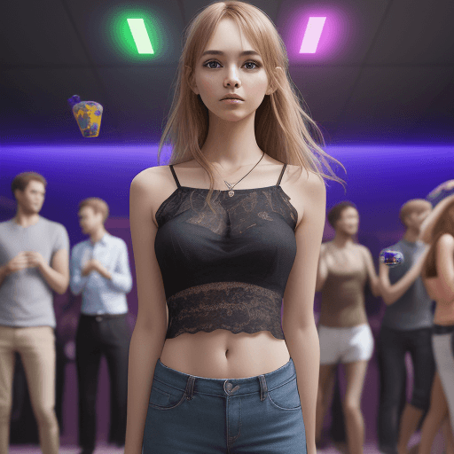 AI generated: create an image of a person standing in the middle of a party --ar 9:16 --s 750 --v 6.0 --style raw