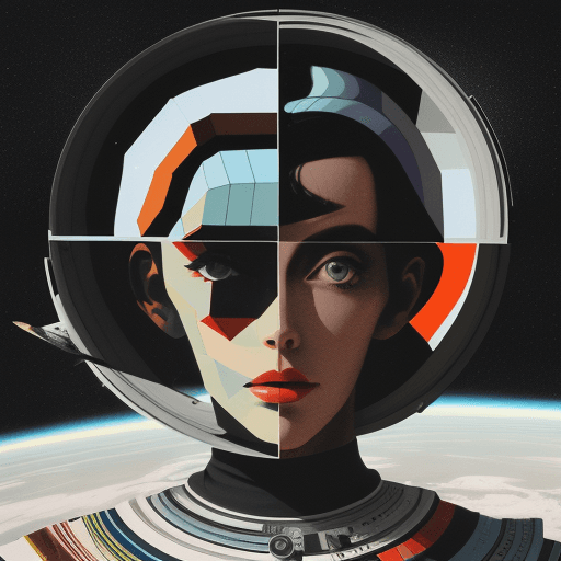 AI generated: A mid-century modern collage, made of random shapes from fashion and science magazines and text book...