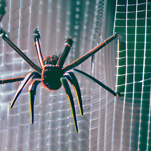 AI generated: A spider weaving a web, captured in a cinematic style.