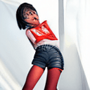 AI generated: (25:1.3) year old (sexy:1.3) (asian:1.1) (woman:1.1) with (dark:1.2) short hair, red eye shadow, wea...