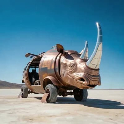 AI generated video: the cam turn around the car 360º
