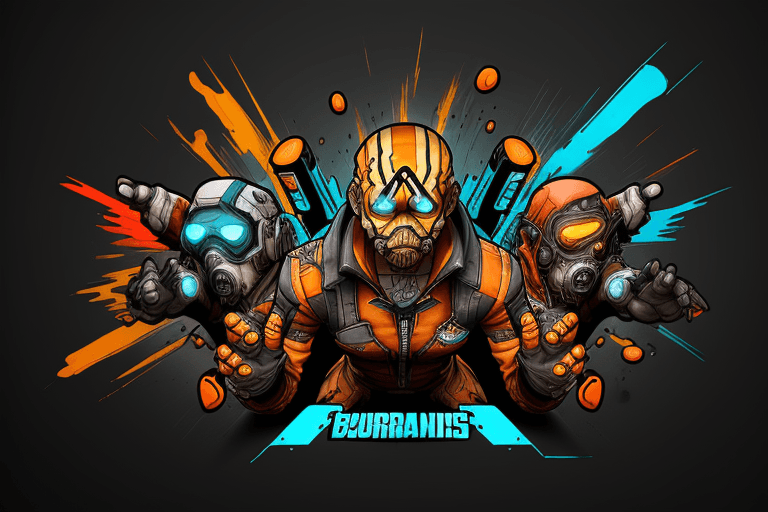 AI generated: Borderlands Boss style introduction for photoshop background fluid lines, bold curves, speed effect,...